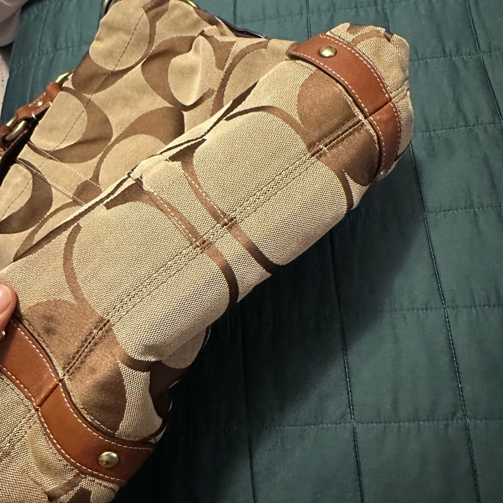 Coach Tan and Brown Signature Shoulder Bag - Picture 12 of 14